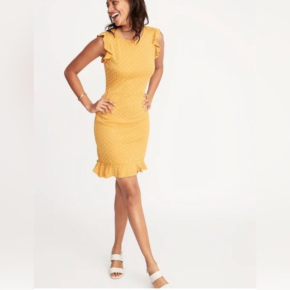 Old Navy Yellow Polka Dot Mini Dress